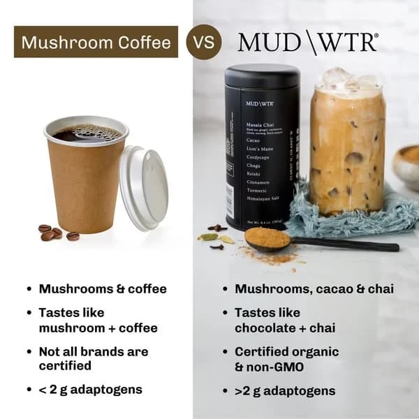MUD\WTR — Mushroom Coffee Comparison Split Screen