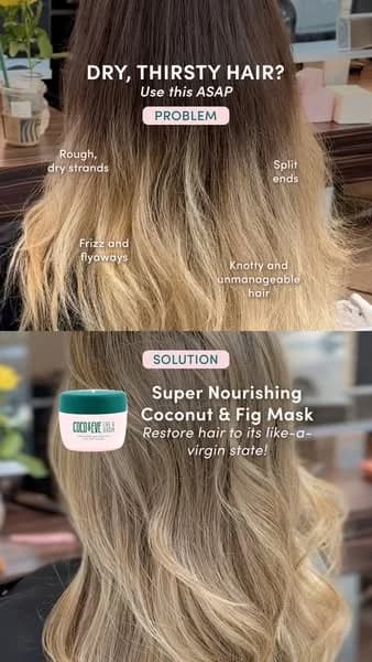 Coco & Eve Hair Mask — Problem/Solution Split Screen