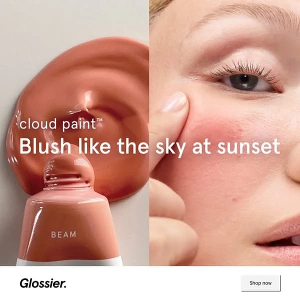 Glossier Cloud Paint — Split Screen Product & In-Use