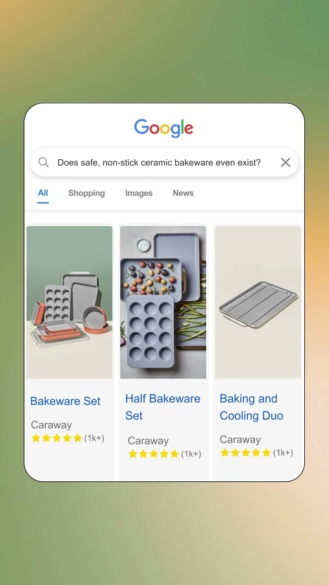 Caraway Bakeware — Google Search UI Mockup