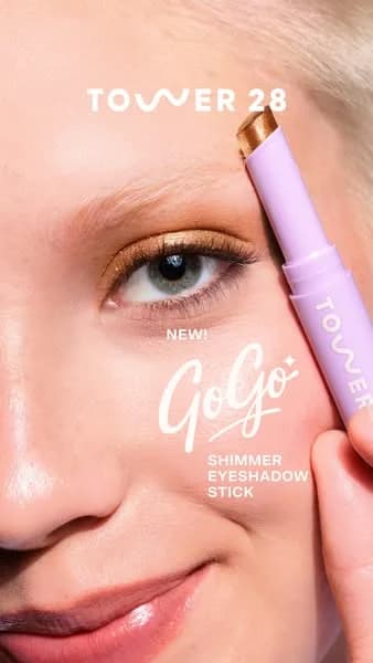 Tower 28 GoGo Shimmer Stick — In-Use Close-up