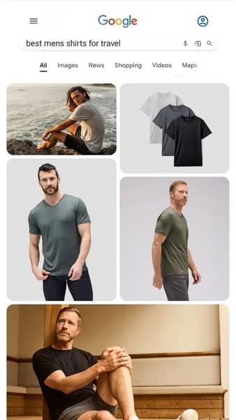 UnboundMerino Travel Shirts — Google Search Mockup