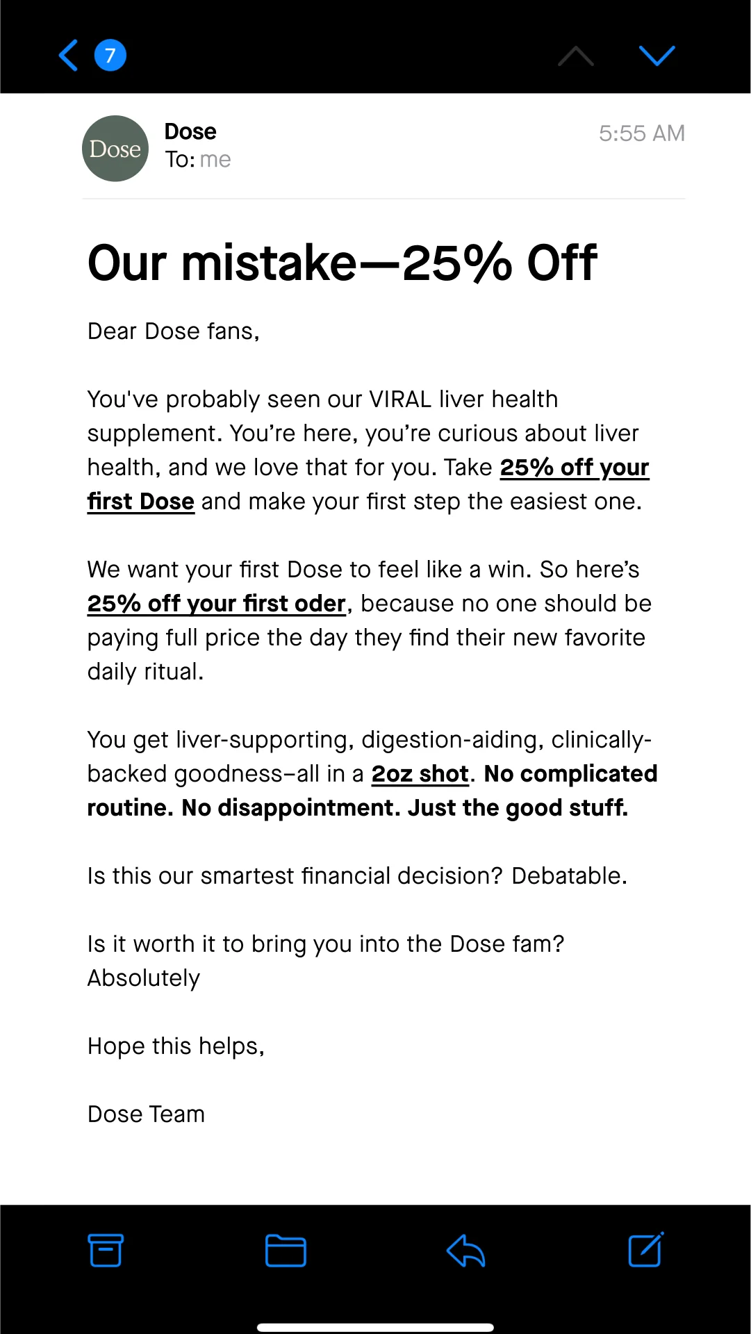 Dose 25% Off — Direct Email Offer