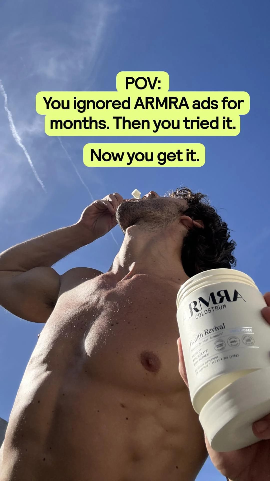 ARMRA Colostrum — POV Lifestyle Shot