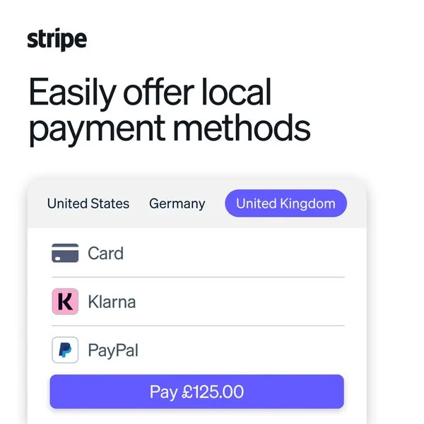 Stripe Local Payments — UI Mockup