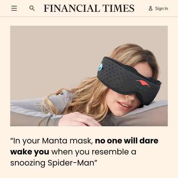 Manta Sleep Mask — In-Use Lifestyle Shot