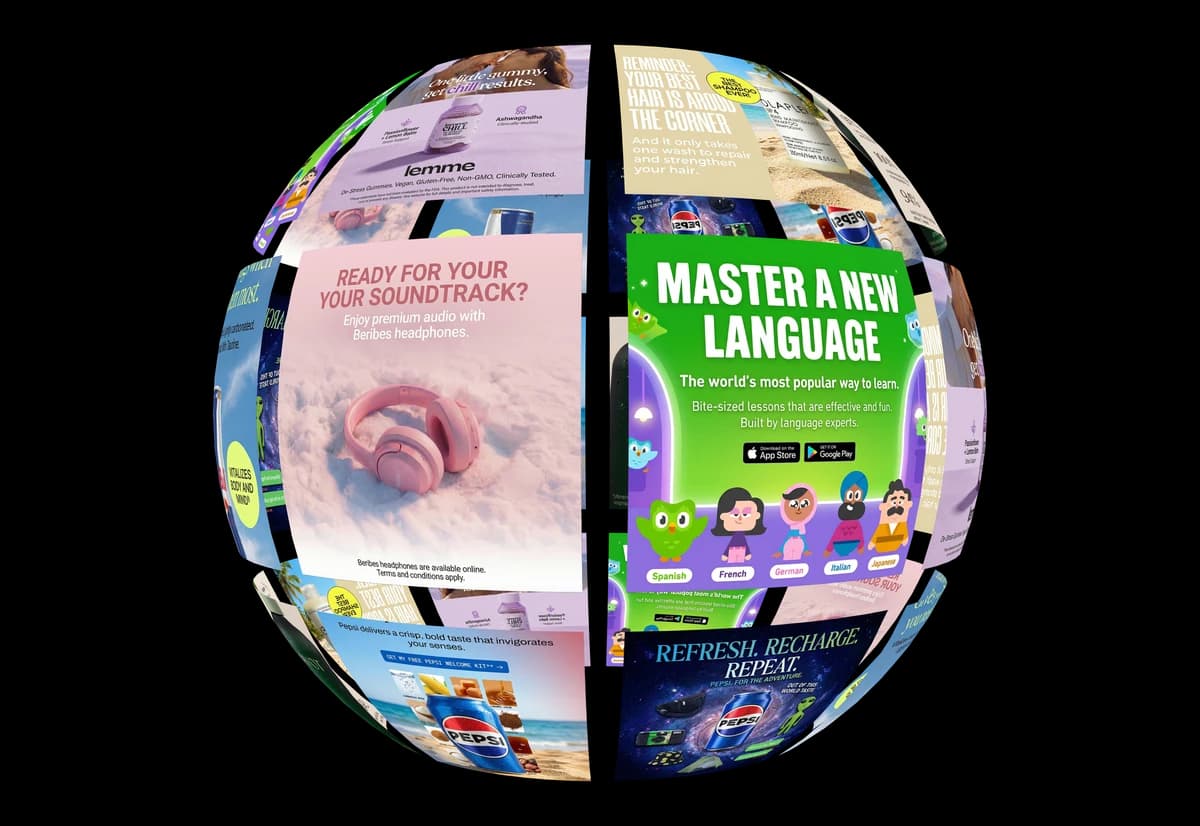 A globe made from high-performing ad examples