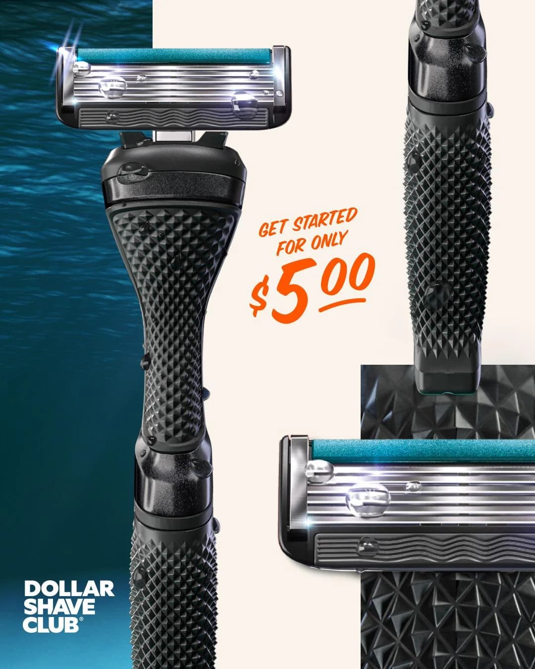 Dollar Shave Club Razor — Dynamic Split Product Shot - instagram ad example for Instagram