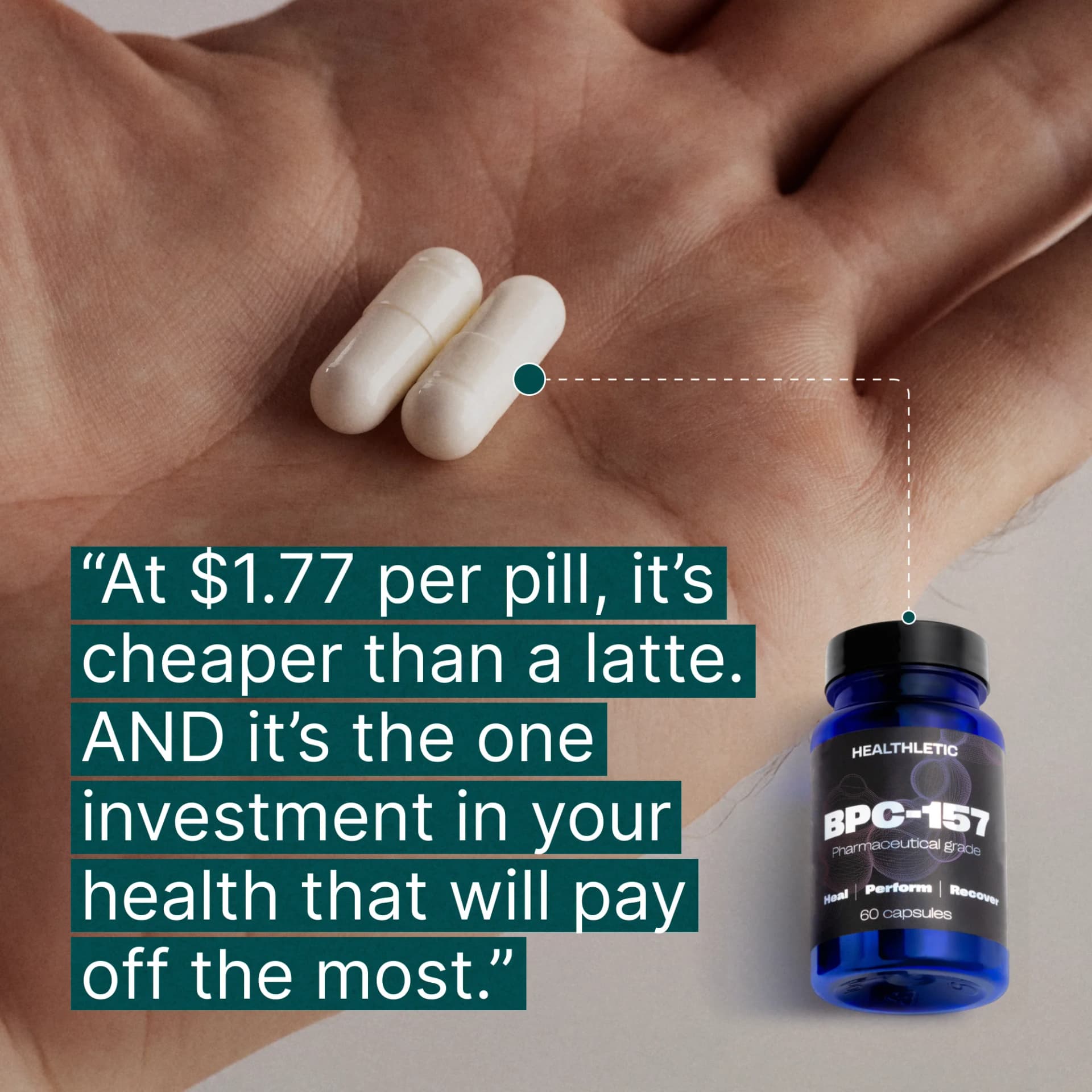HEALTHLETIC BPC-157 — Hand & Product Value Shot