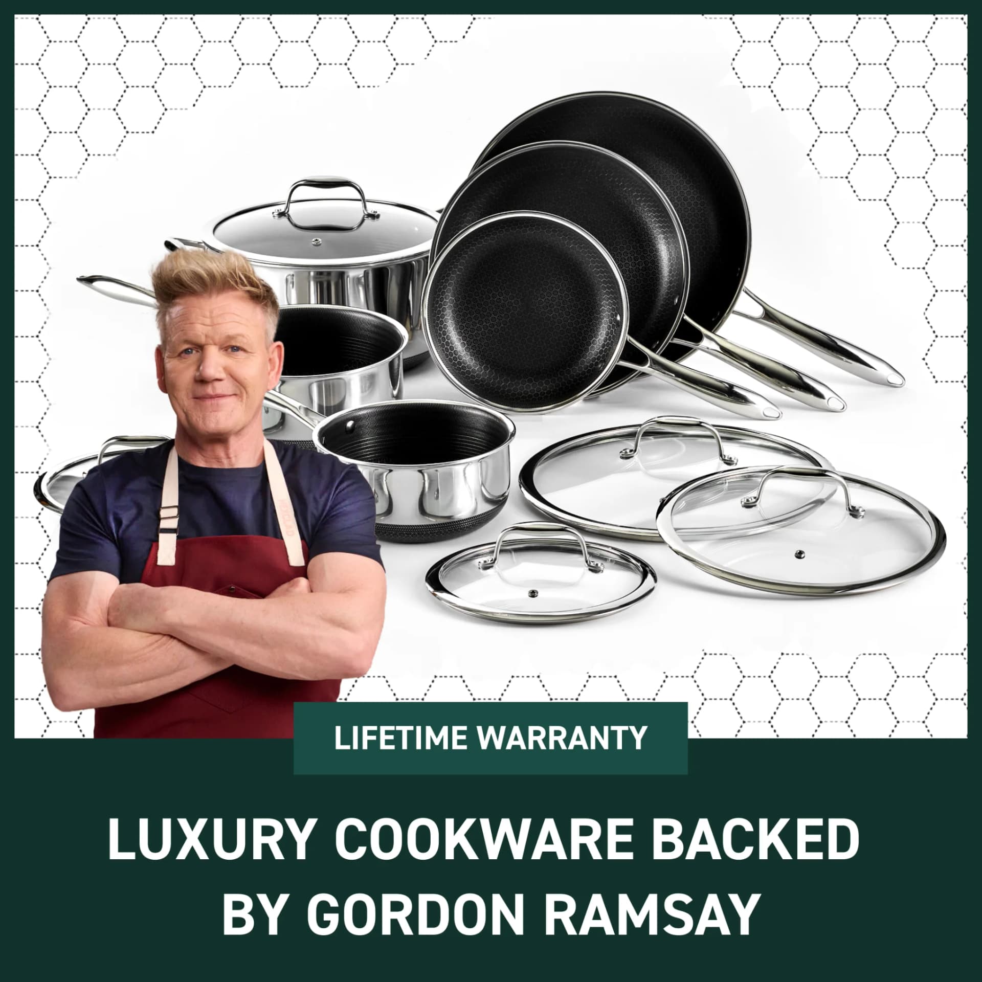 HexClad Cookware — Celebrity Endorsement Hero Shot - facebook ad example for Facebook