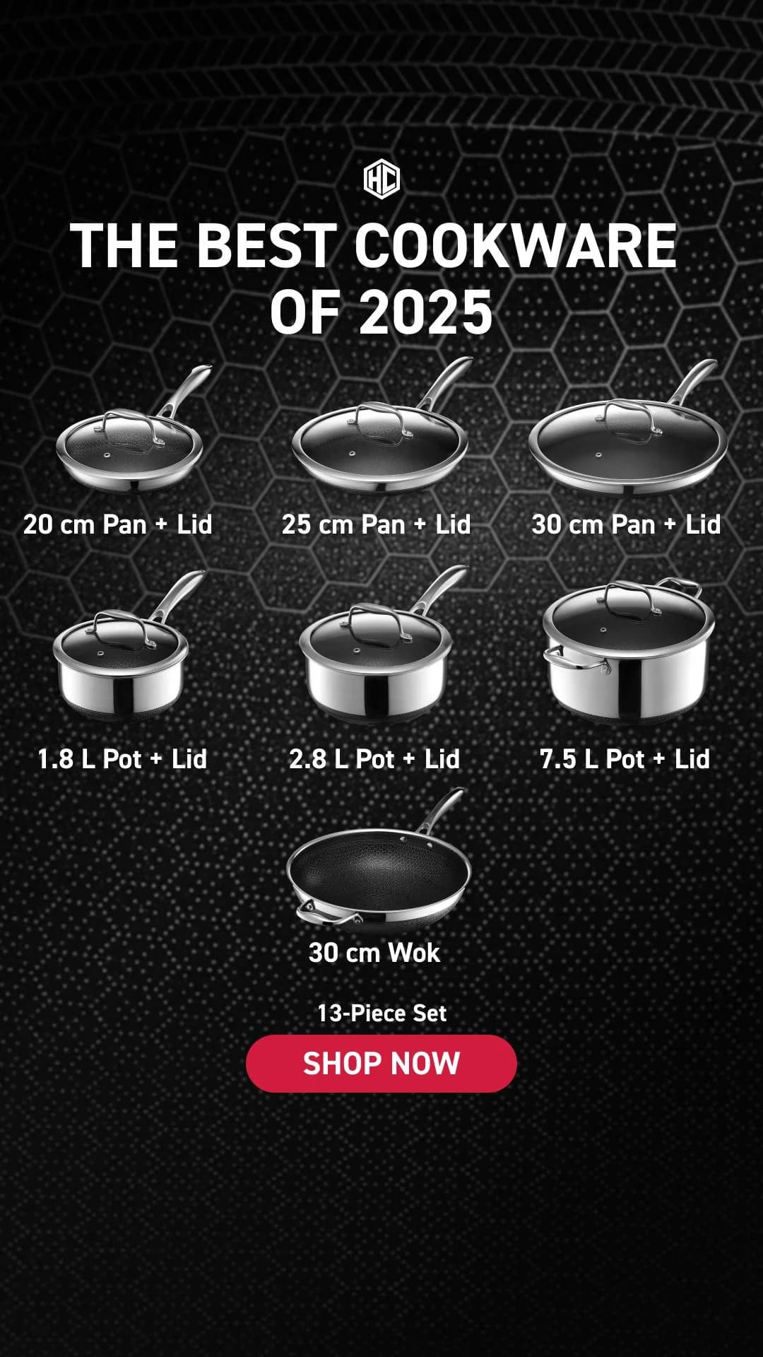 HexClad Cookware Set — Product Grid - food & beverage ad example for Facebook