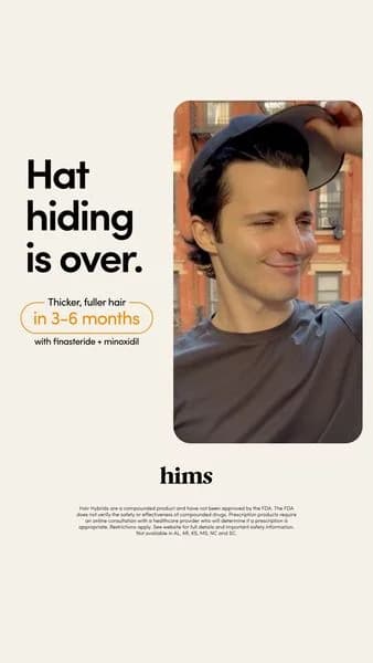 Hims Hair Loss — Lifestyle Split Screen