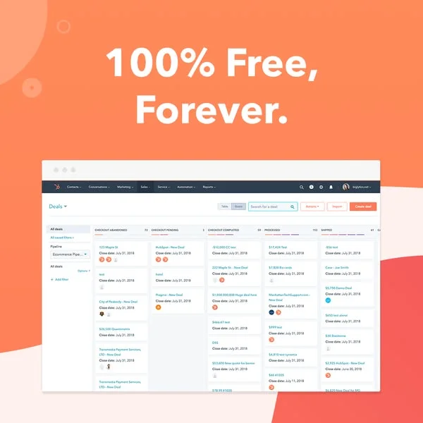 HubSpot CRM — Free Offer UI Mockup