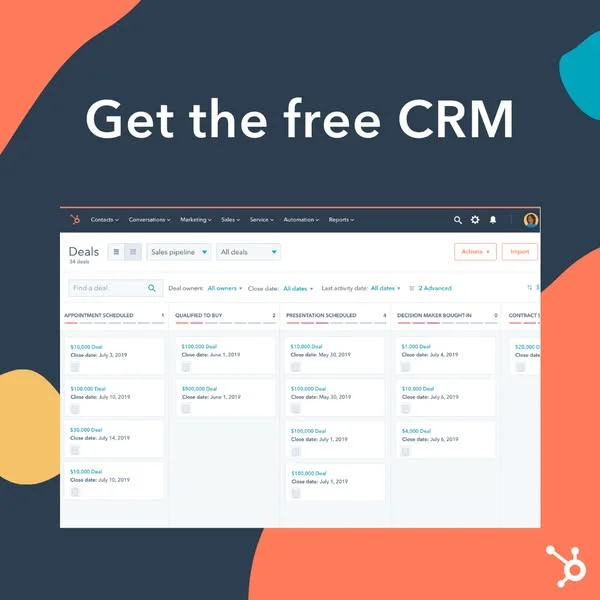HubSpot Free CRM — UI Mockup with Headline