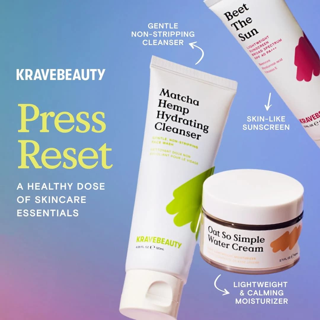 KraveBeauty Skincare Essentials — Angled Product Showcase