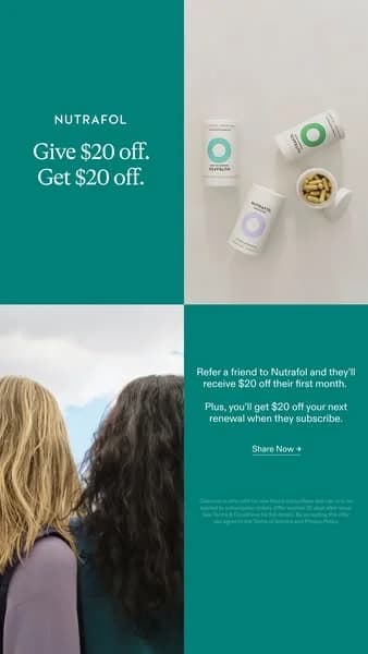 Nutrafol Referral Offer — Four-Panel Grid