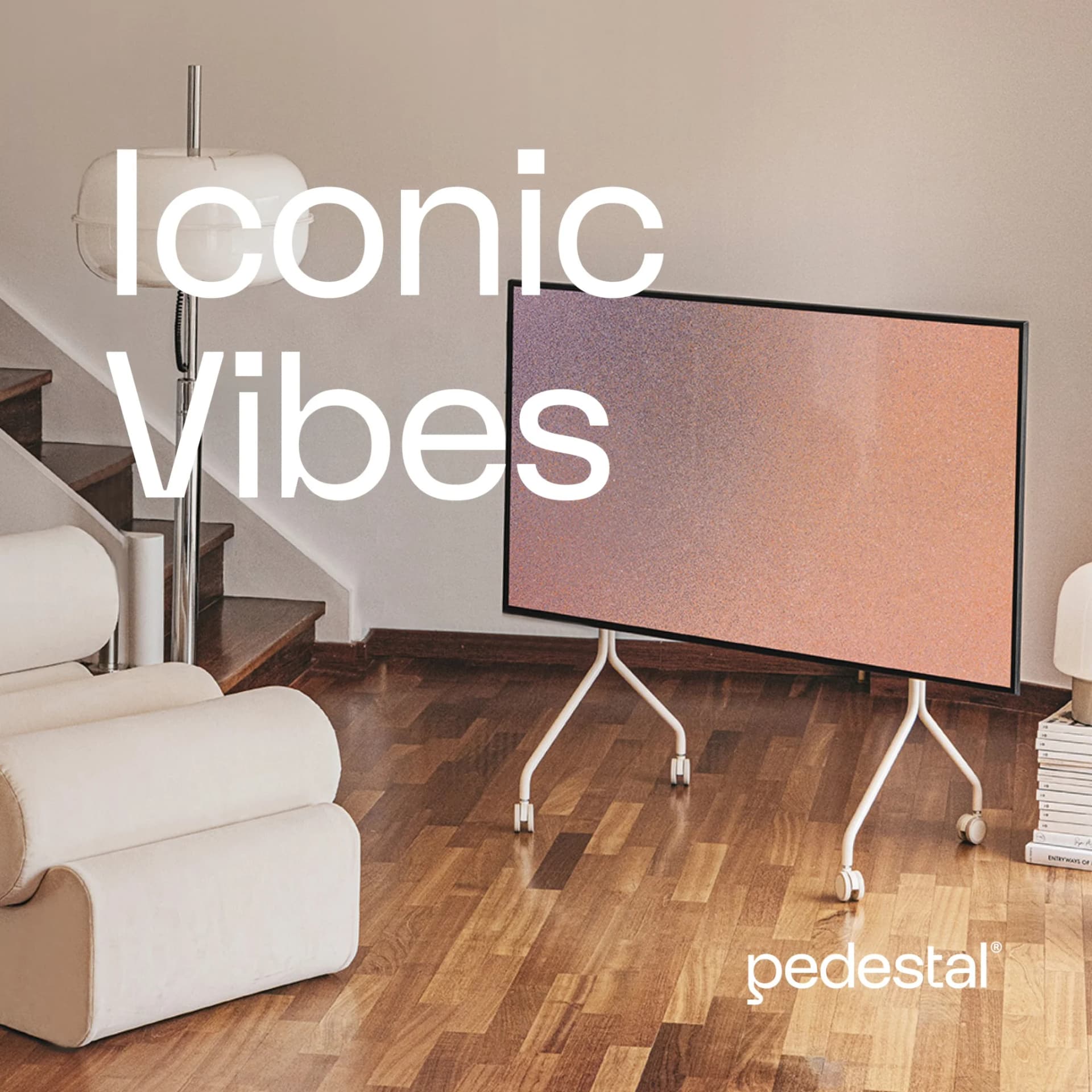 Pedestal TV Stand — Minimalist Lifestyle Scene