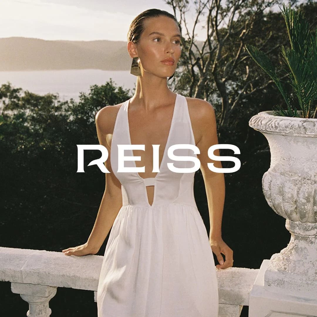 REISS White Dress — Elegant Lifestyle Shot