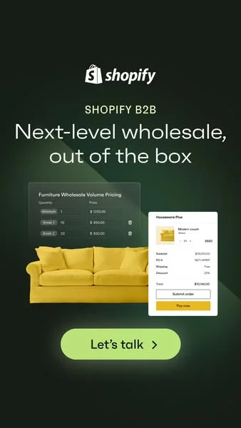 Shopify B2B — UI Mockup with Product - furniture ad example for Instagram