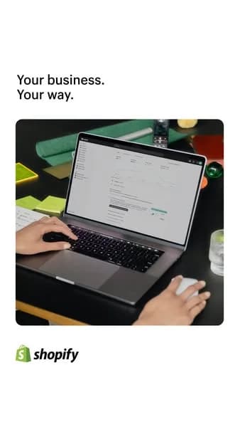 Shopify — Laptop In-Use Lifestyle Shot - saas & tech ad example for Instagram