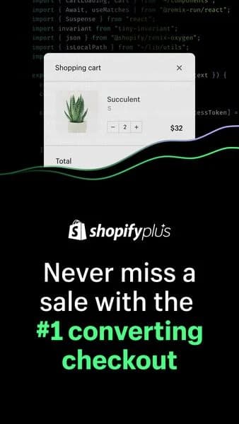 Shopify Plus — UI Mockup with Headline - saas & tech ad example for Facebook