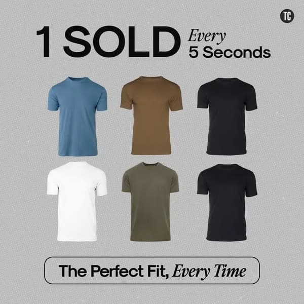 True Classic T-Shirts — Social Proof Grid - fashion ad example for Facebook