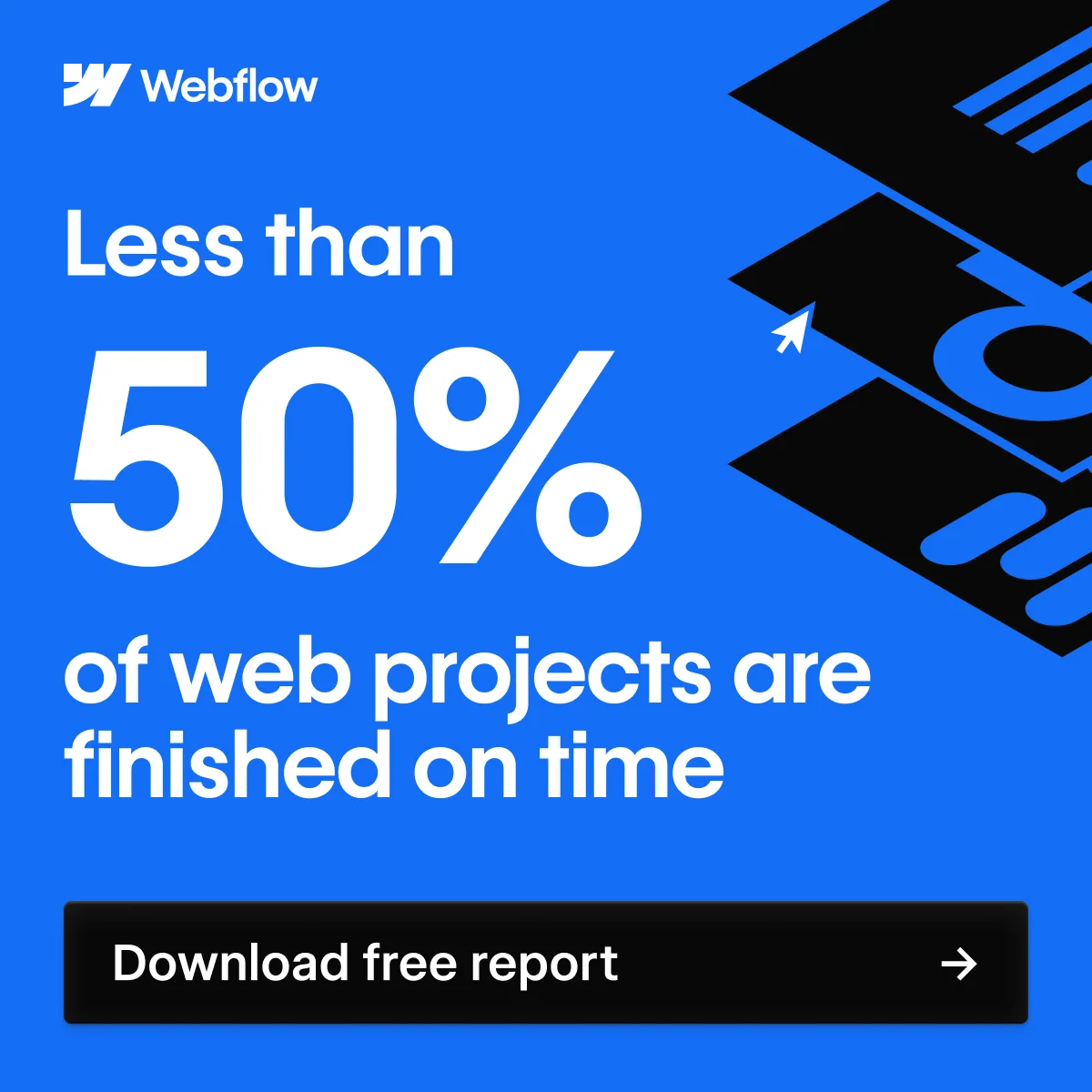 Webflow — Problem-Solution Statistic Layout - saas & tech ad example for Facebook