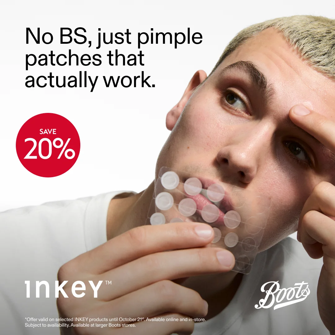 The Inkey List pimple patches in-use skincare ad
