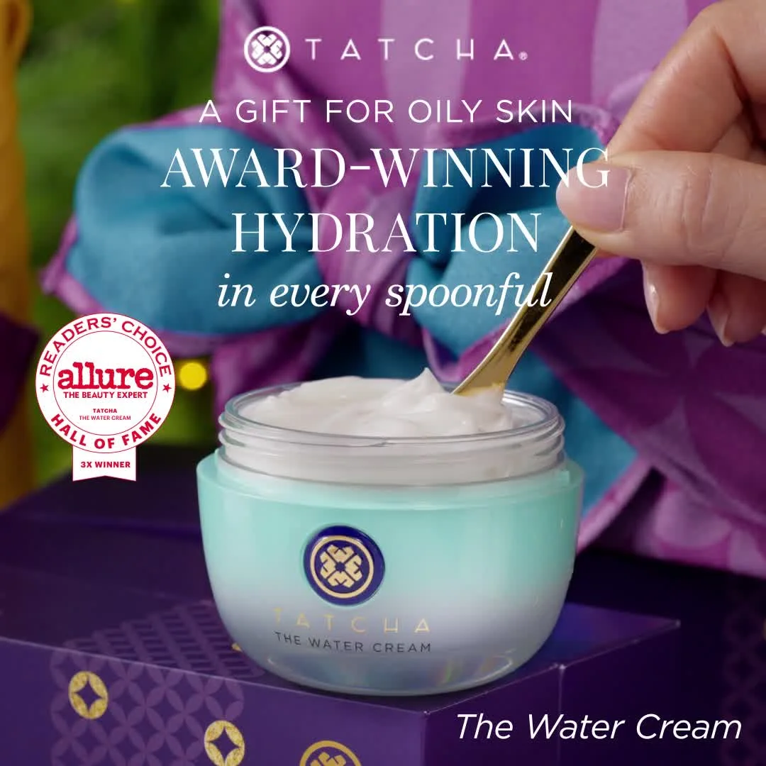 Tatcha Water Cream award-winning hydration skincare ad