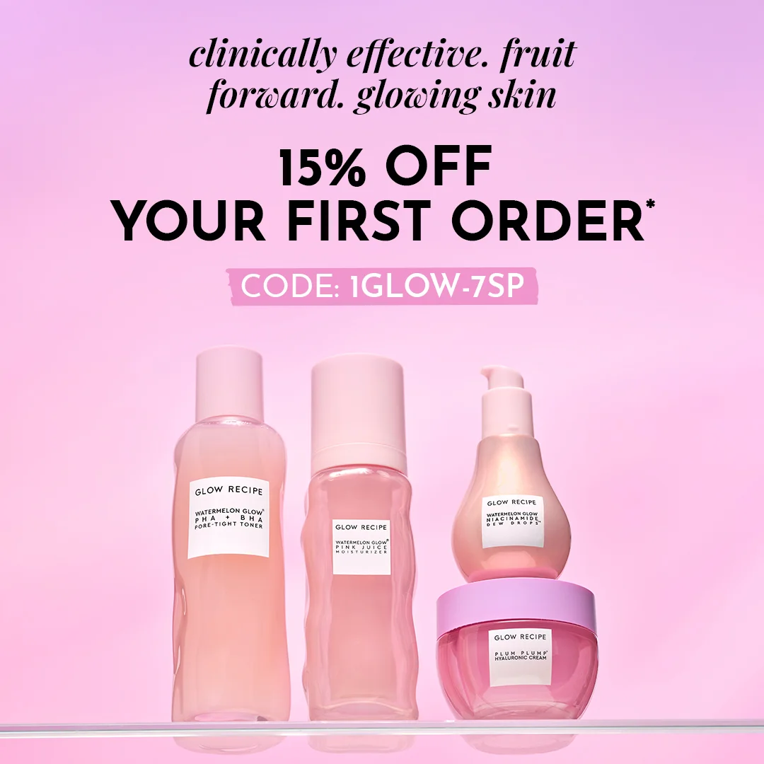 Glow Recipe multi-product shelf display skincare ad