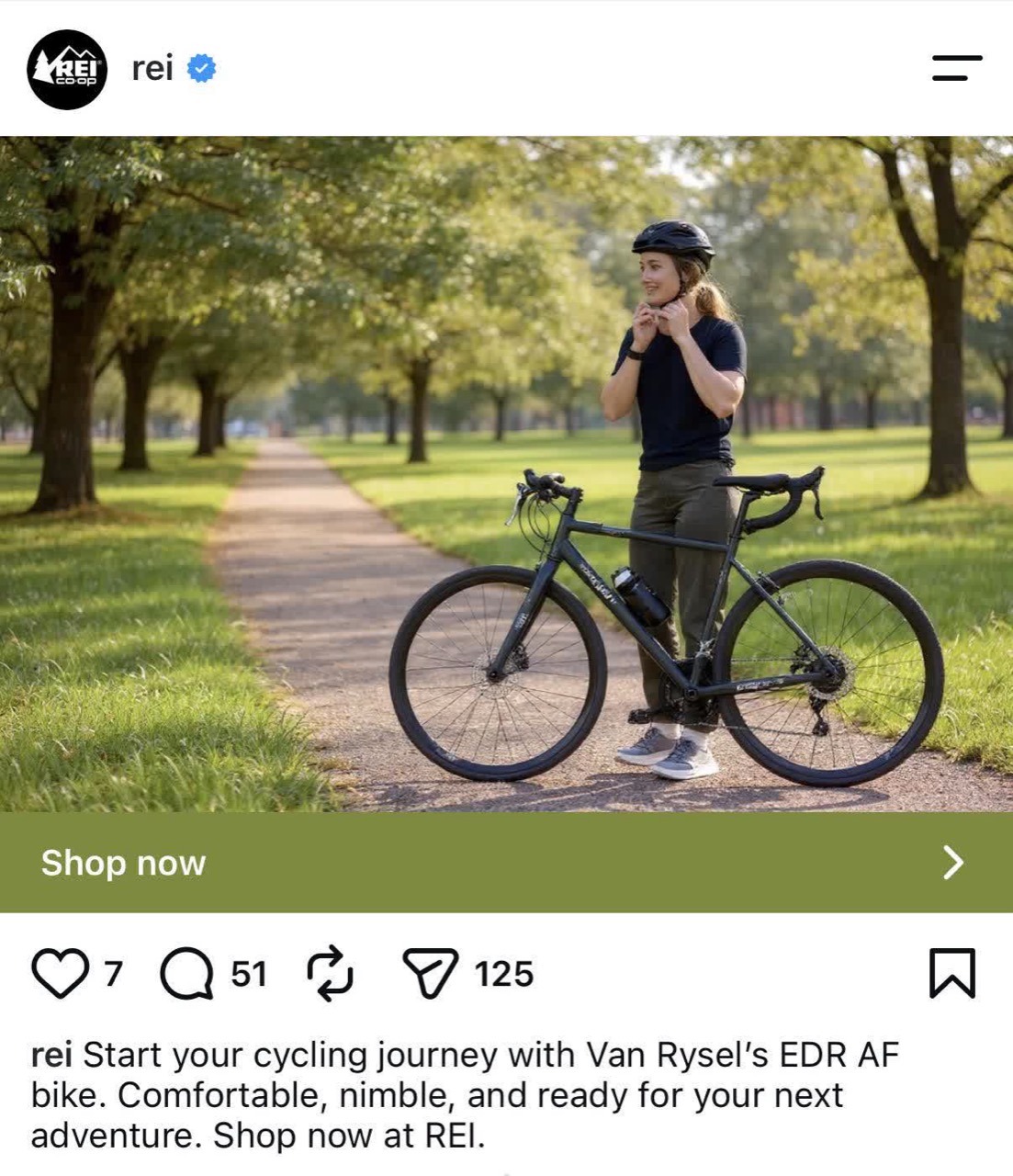 REI Instagram ad altered by Meta AI: a Van Rysel bike with two sets of handlebars