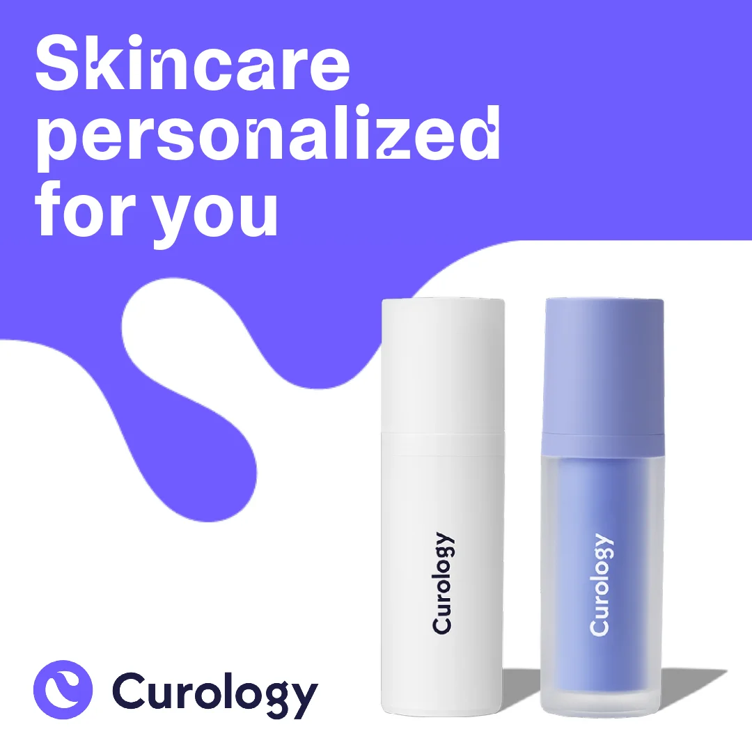 Curology prescription skincare ad example with bold typography