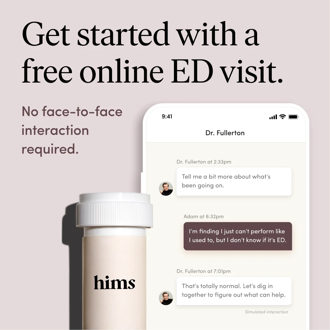 hims telehealth ad example labeled as a simulated interaction